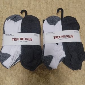 Men True religion socks (24 pairs) 12 pack half cushion low cut multi colors nwt
